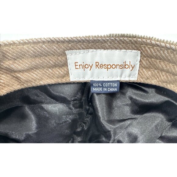 Vintage Kilbeggan Corduroy Hat Newsboy Cabbie Cap Snap Cotton One Size Whiskey - Picture 7 of 9